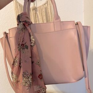 Baby Pink Faux Leather Handbag w/ Removable Strap